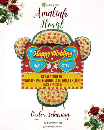 Karangan Papan Bunga Pernikahan di Kamurang